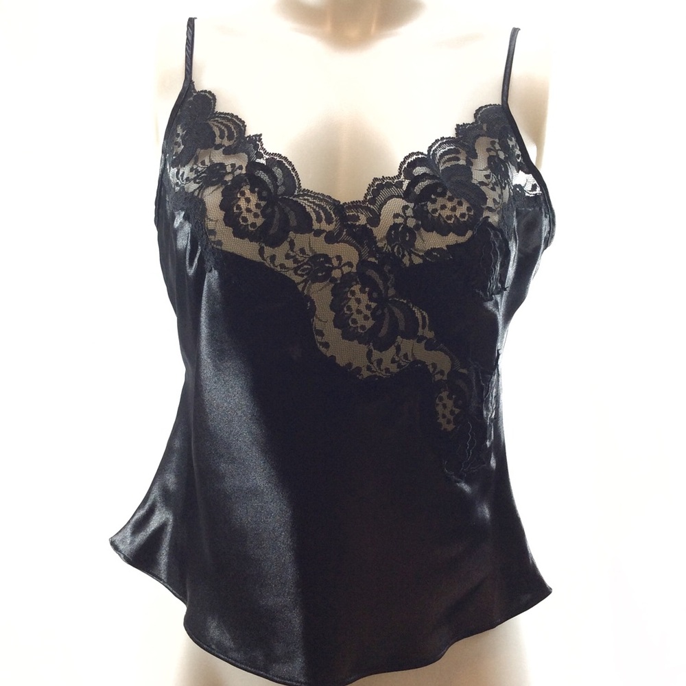 Vintage Victoria Secret Black Lace Cami Lingerie S